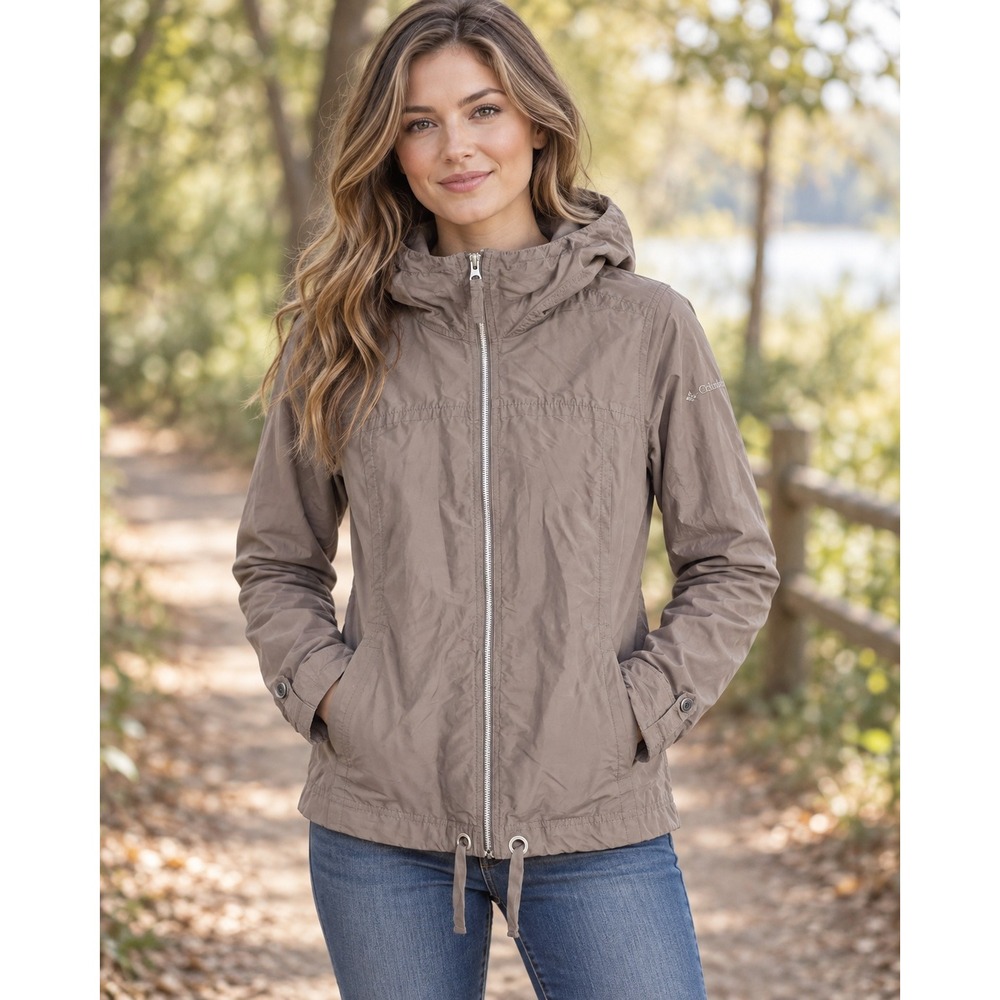 Columbia Vintage Granola Full Zip Windbreaker Jacket Size M Hood Trail Gorpcore